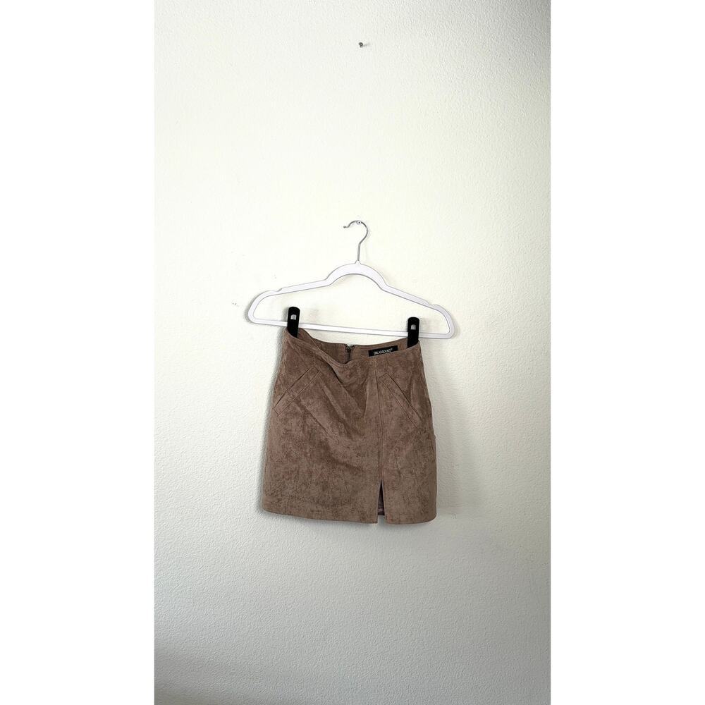 Blank NYC Tan Brown Vegan Suede Mini Skirt High Waisted Front Slit Pockets 27
